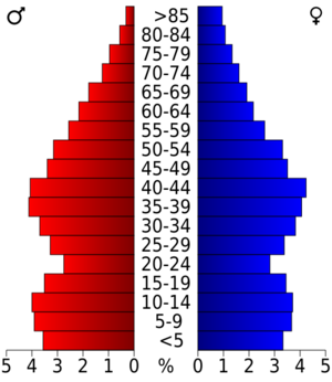 USA Dickson County, Tennessee.csv age pyramid