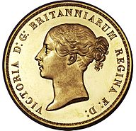 Gold coin showing a woman's bust