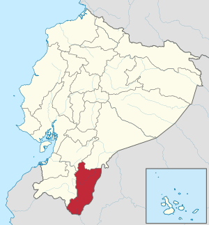 Location of Zamora Chinchipe in Ecuador