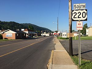 2016-06-18 07 40 17 View south along U.S. Route 220 (Mineral Street) at Maryland Street in Keyser, Mineral County, West Virginia
