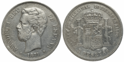 5 pesetas Amadeo I - 1871