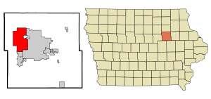 Location within Black Hawk County and Iowa