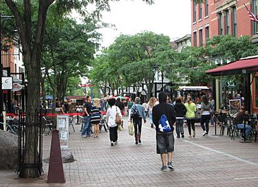 Church Street Marketplace Burlington Vermont looking south from Bank Street