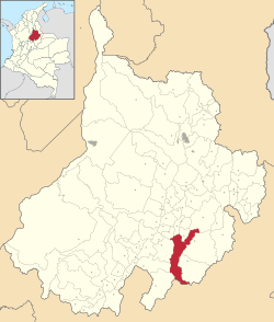 Location of the municipality and town of Charalá in the Santander Department of Colombia