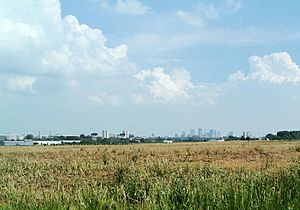 Skyline of Columbus and Ohio State from Olentangy West