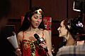 Cosplayers at Comicdom 2012 in Athens, Greece grant interviews to the MTV television channel 21