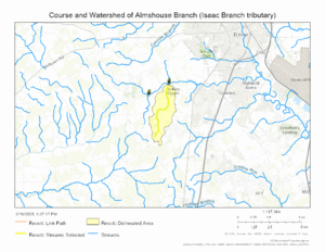 Course and Watershed of Almshouse Branch (Isaac Branch tributary)
