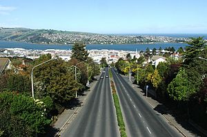 Looking from the Roslyn Overbridge, toward Dunedin city centre