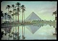 Egypt. Pyramids. Pyramids and palm grove reflections LOC matpc.23063