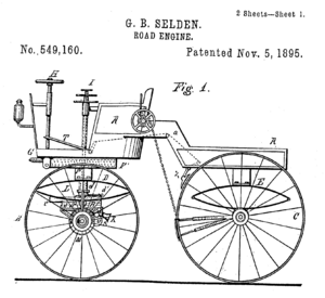 George B Selden Road engine Pat 549,160 drawing