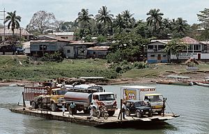 Ferry across Río de la Pasión in Sayaxché