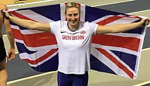 Holly Bradshaw. Silver medalist at European Indoors Champs, Glasgow March 2019.jpg