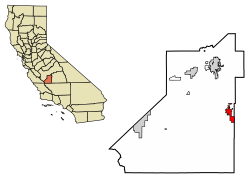 Location of Corcoran in Kings County, California.