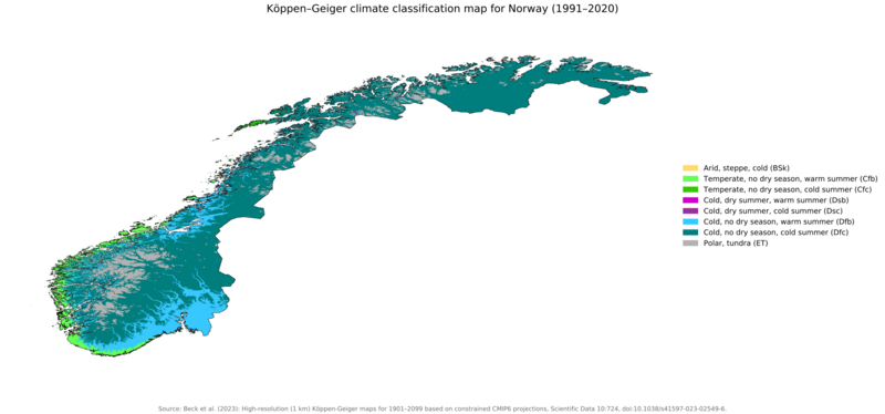Koppen-Geiger Map v2 NOR 1991–2020