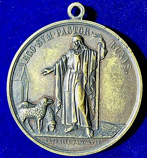 Lyons, France, Religious Medal of St Vincent de Paul 1843 by Artist Marius Penin, reverse