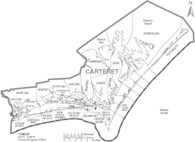 Map of Carteret County North Carolina With Municipal and Township Labels