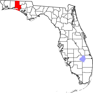Map of Florida highlighting Walton County