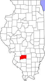 Map of Illinois highlighting Clinton County