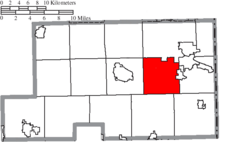 Location of Boardman Township in Mahoning County