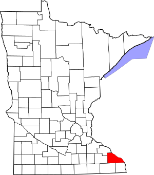 Map of Minnesota highlighting Winona County