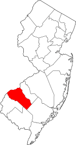 Map of New Jersey highlighting Gloucester County