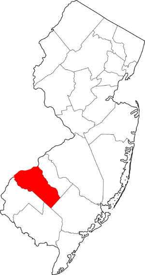 Map of New Jersey highlighting Gloucester County