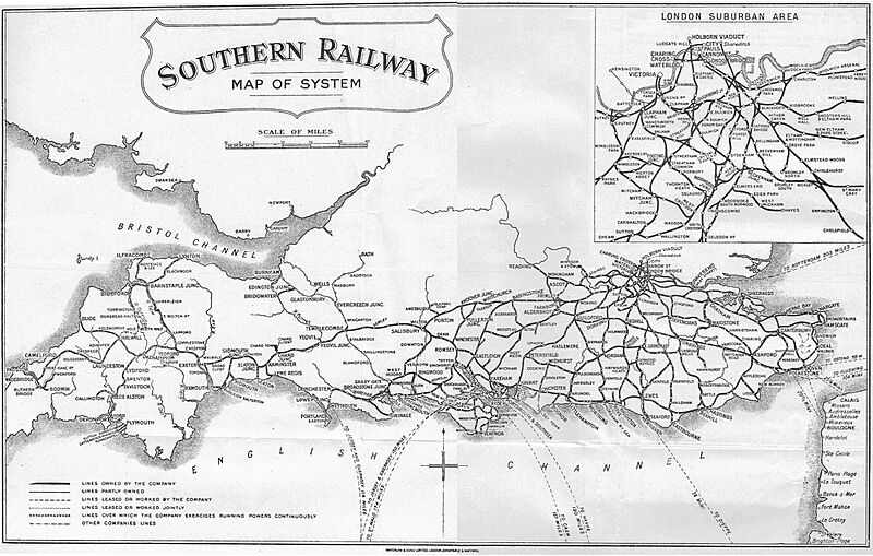 Map of Southern Railway 1926