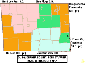 Map of Susquehanna County Pennsylvania School Districts