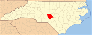 North Carolina Map Highlighting Moore County