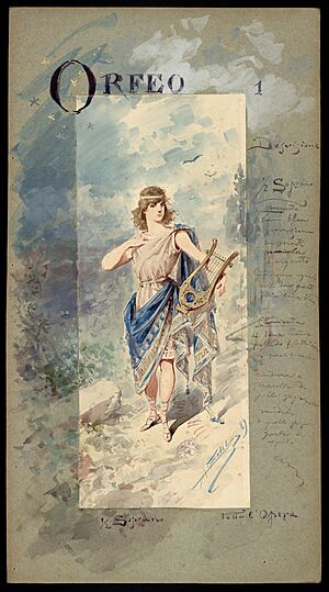 Orfeo (mezzosoprano), figurino di Alfredo Edel per Orphée et Eurydice (1889) - Archivio Storico Ricordi ICON004459
