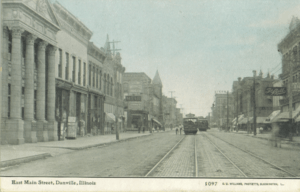 Postcard showing East Main Street in Danville, Illinois, USA circa 1910
