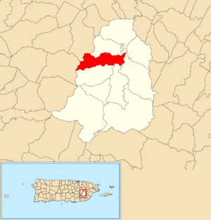 Location of Quemados within the municipality of San Lorenzo shown in red