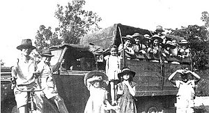 Truck being used as a school bus for Caravonica State School, circa 1950