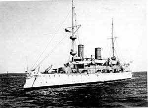 USS_Olympia;Port Bow, 10 February 1902.
