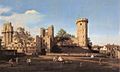 Warwick Castle, the east front by Canaletto, 1752