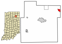 Location of Churubusco in Whitley County, Indiana.