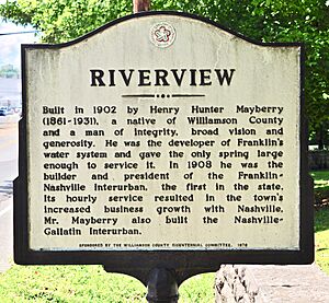 Williamson County Historical Society Marker for Riverview (Henry H. Mayberry House)