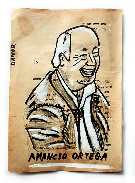 Amancio Ortega Portrait Painting Collage By Danor Shtruzman