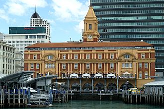 Auckland Ferry Terminal from Harbour.jpg