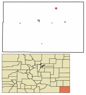 Location within Baca County and Colorado
