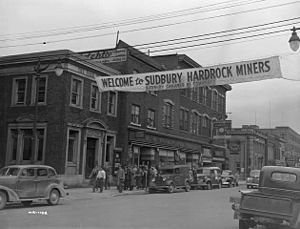 Banner in Sudbury, Ontario, circa 1942