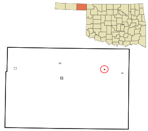Location in Beaver County and state of Oklahoma.