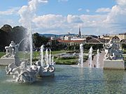 Belvedere Gärten und Blick nach Wien. Vista de Viena desde los jardines del Belvedere