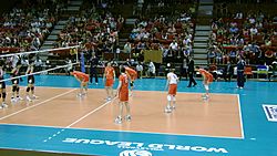 Bulgarian national volleyball team in the match against Japan in the FIVB World League 2011