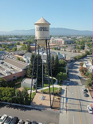 Campbell water tower, aerial view