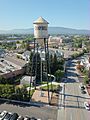 Campbell water tower, aerial view