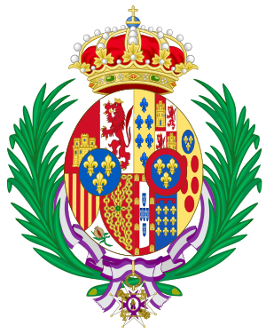 Coat of arms of Maria Mercedes of Bourbon, Countess of Barcelona as consort of the Pretender to the Spanish Throne