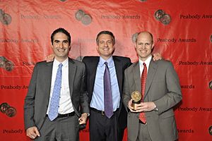 Connor Schell, Bill Simmons and John Dahl at the 70th Annual Peabody Awards