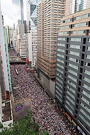 Demonstration in Wan Chai Hennessy Road overview 20190609