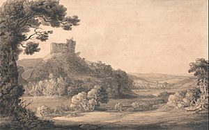 Francis Towne - Oakhampton Castle - Google Art Project